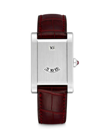 CARTIER. A RARE PLATINUM LIMITED EDITION JUMP HOUR WRISTWATCH WITH WANDERING MINUTES, MADE TO COMMEMORATE THE 150TH ANNIVERSARY OF CARTIER - Foto 1