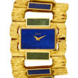 PIAGET. AN ATTRACTIVE 18K GOLD, LAPIS LAZULI AND JADEITE BRACELET WATCH - Prix ​​des enchères