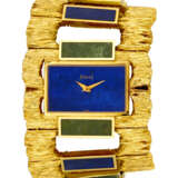 PIAGET. AN ATTRACTIVE 18K GOLD, LAPIS LAZULI AND JADEITE BRACELET WATCH - фото 1