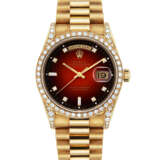 ROLEX. A RARE 18K GOLD AND DIAMOND-SET AUTOMATIC WRISTWATCH WITH SWEEP CENTRE SECONDS, DAY, DATE AND BRACELET - фото 1