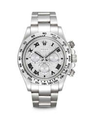 ROLEX. AN 18K WHITE GOLD AND DIAMOND-SET AUTOMATIC CHRONOGRAPH WRISTWATCH WITH BRACELET