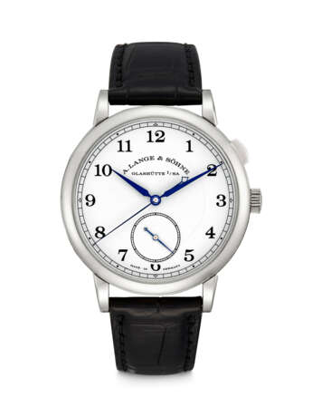 A. LANGE & S&#214;HNE. A RARE 18K WHITE GOLD LIMITED EDITION WRISTWATCH WITH STOPPABLE CENTRE JUMPING SECONDS - фото 1