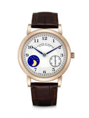 A. LANGE &amp; S&#214;HNE. A RARE 18K HONEYGOLD LIMITED EDITION WRISTWATCH WITH MOON PHASES, MADE TO COMMEMORATE THE 165TH ANNIVERSARY OF A. LANGE &amp; S&#214;HNE IN 2010