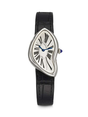 CARTIER. AN EXTREMELY RARE PLATINUM ASYMMETRICAL WRISTWATCH - photo 1