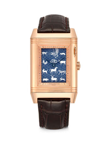 JAEGER-LECOULTRE. A VERY RARE AND ATTRACTIVE 18K PINK GOLD LIMITED EDITION REVERSIBLE WRISTWATCH WITH ENAMEL DIAL - photo 1