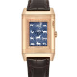 JAEGER-LECOULTRE. A VERY RARE AND ATTRACTIVE 18K PINK GOLD LIMITED EDITION REVERSIBLE WRISTWATCH WITH ENAMEL DIAL - photo 1