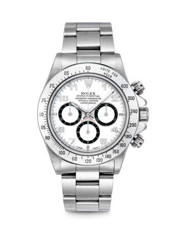 ROLEX. AN EXTREMELY RARE STAINLESS STEEL AUTOMATIC CHRONOGRAPH WRISTWATCH WITH BRACELET - Foto 1