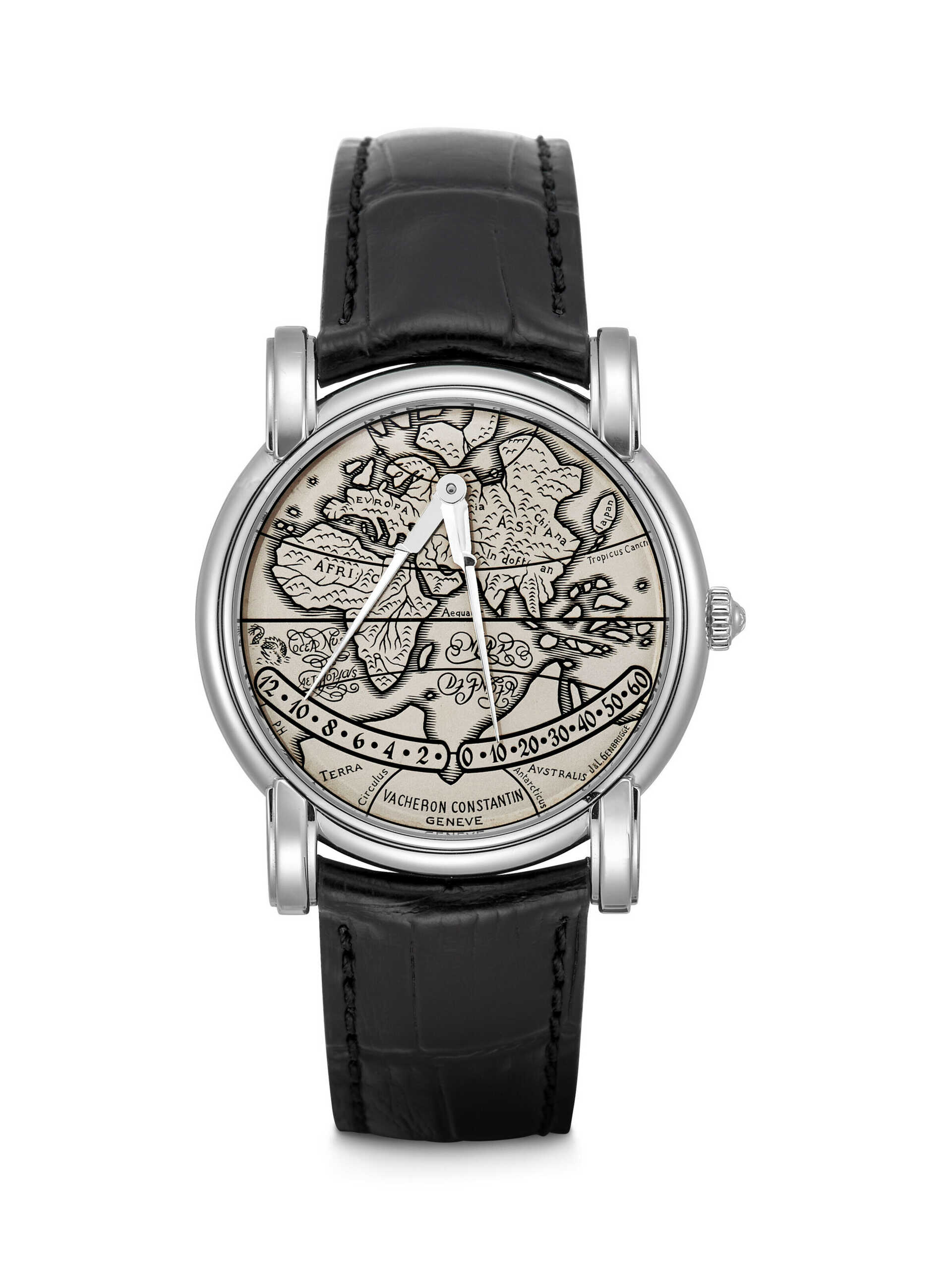 VACHERON CONSTANTIN. A PLATINUM AUTOMATIC DOUBLE RETROGRADE WRISTWATCH