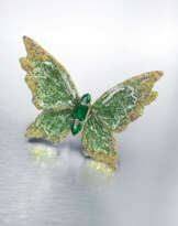 A UNIQUE MULTI-GEM 'FLUTTERY - THE ECHOING GREEN' BROOCH, BY WALLACE CHAN