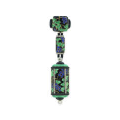 ART DECO ENAMEL, DIAMOND AND PEARL LAPEL WATCH, BY LACLOCHE FR&#200;RES