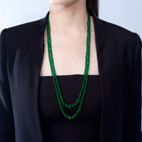 EMERALD BEAD AND DIAMOND NECKLACE - photo 2