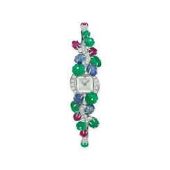 CARTIER MULTI-GEM AND DIAMOND &#39;TUTTI-FRUTTI&#39; WRISTWATCH