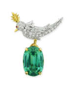 Tiffany & Co.. TIFFANY &amp; CO. BY JEAN SCHLUMBERGER TOURMALINE, DIAMOND AND COLOURED SAPPHIRE &#39;BIRD ON A ROCK&#39; BROOCH