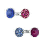 RUBY, SAPPHIRE AND DIAMOND CUFFLINKS - Foto 1