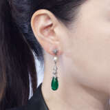 NATURAL PEARL, EMERALD AND DIAMOND EARRINGS - фото 3