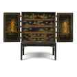 A GEORGE II BLACK AND GILT-JAPANNED CABINET-ON-STAND - Prix ​​des enchères