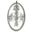 AN IRISH GEORGE III GILT-DECORATED BLUE AND WHITE GLASS OVAL MIRROR CHANDELIER - Prix ​​des enchères