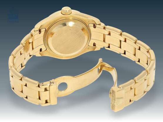 Armbanduhr: gesuchte luxuriöse Damenuhr Rolex Pearlmaster Ref.80318 mit Brillantlünette und Diamantzifferblatt, Originalbox und Originalpapieren - photo 4