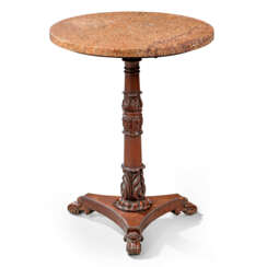 A REGENCY MAHOGANY AND FOSSIL MARBLE OCCASIONAL TABLE