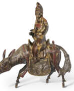 Bronze. A CHINESE BRONZE POLYCHROME-DECORATED ‘FIGURAL’ CENSER