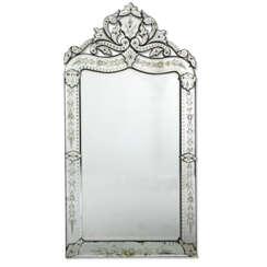 A VENETIAN ETCHED GLASS MIRROR