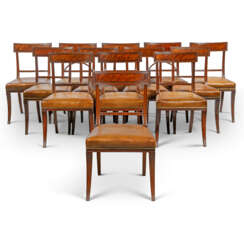 A SET OF THIRTEEN REGENCY MAHOGANY DINING-CHAIRS