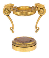 A REGENCY ORMOLU NECK MOUNT AND PLINTH