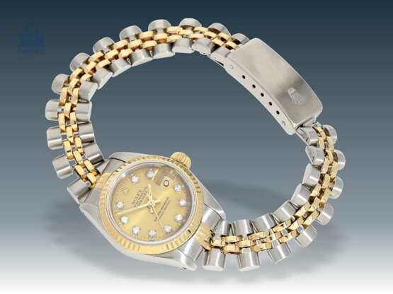 Armbanduhr: hochwertige vintage Damenuhr mit Diamantzifferblatt, Rolex Datejust Ref.69173, mit Originalbox - photo 4