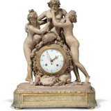 A LOUIS XVI TERRACOTTA AND SIMULATED-MARBLE STRIKING MANTEL CLOCK - photo 1