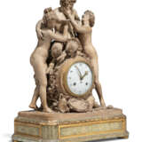 A LOUIS XVI TERRACOTTA AND SIMULATED-MARBLE STRIKING MANTEL CLOCK - фото 2