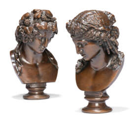 A PAIR OF FRENCH BRONZE BUSTS OF BACCHUS AND ARIADNE, AFTER THE ANTIQUE