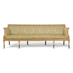 A GEORGE III WHITE-PAINTED AND PARCEL-GILT SOFA