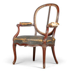 A GEORGE III MAHOGANY OPEN ARMCHAIR