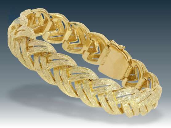 Armband: schweres, interessant gearbeitetes und ehemals sehr teures Goldschmiedearmband, 18K Gold - Foto 1