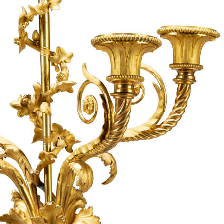 A PAIR OF LOUIS XVI FOUR-LIGHT ORMOLU-MOUNTED PATINATED-BRONZE AND WHITE MARBLE CANDELABRA - фото 5