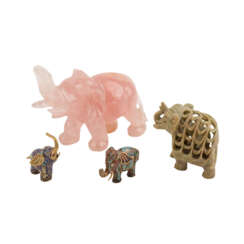 Konvolut: 4 Elefanten-Figuren.