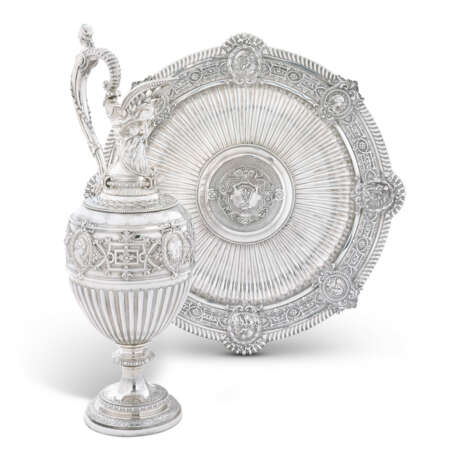 THE SNEYD TESTIMONIALA VICTORIAN LARGE SILVER EWER AND BASIN - photo 2