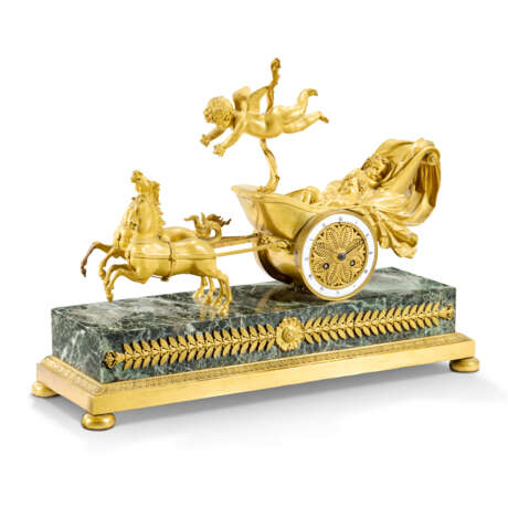 AN EMPIRE ORMOLU AND VERDE ANTICO MARBLE STRIKING MANTEL CLOCK - photo 1