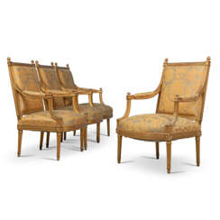 A SET OF FOUR LOUIS XVI GILTWOOD FAUTEUILS