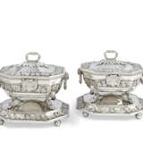 A PAIR OF GEORGE III SILVER SAUCE-TUREENS, COVERS AND STANDS - фото 1