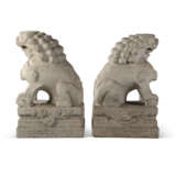 A PAIR OF CHINESE MARBLE LIONS - фото 5