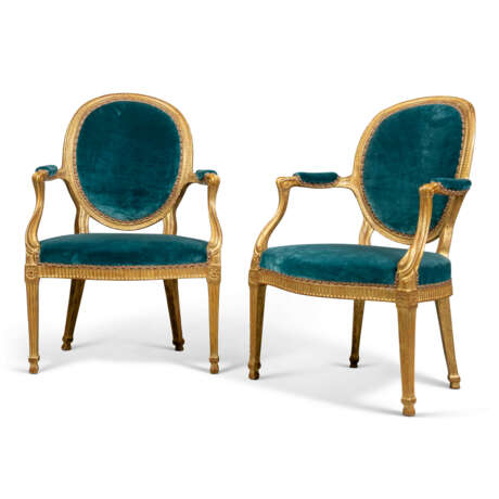 A PAIR OF GEORGE III GILTWOOD OPEN ARMCHAIRS - photo 1