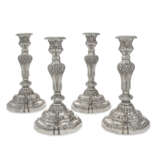 A SET OF FOUR LARGE FRENCH SILVER CANDLESTICKS - photo 1