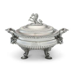 A REGENCY SILVER SOUP TUREEN AND COVER