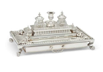 A VICTORIAN SILVER INKSTAND