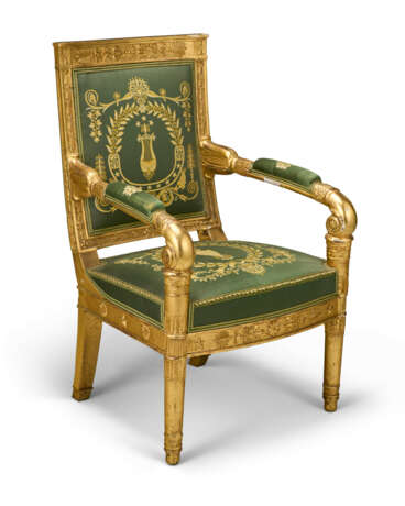 A PAIR OF RESTAURATION GILTWOOD AND GILT-GESSO FAUTEUILS - Foto 2