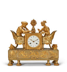 AN EMPIRE ORMOLU MANTEL CLOCK