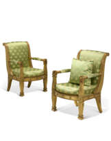 A PAIR OF EMPIRE GILTWOOD FAUTEUILS
