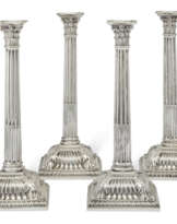 A SET OF FOUR GEORGE II SILVER CANDLESTICKS