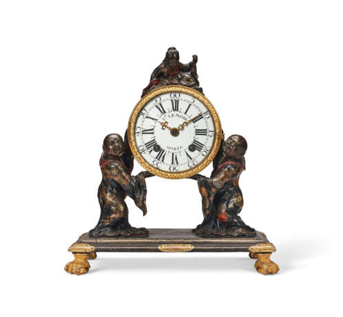 A LOUIS XV ORMOLU, LACQUERED BRONZE AND JAPANESE LACQUER MANTEL CLOCK - photo 1